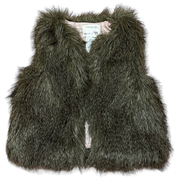 J.Crew Crewcuts Faux Fur Vest Brown Kids Cozy Layering Fall Winter Girls XS/S - Picture 1 of 5